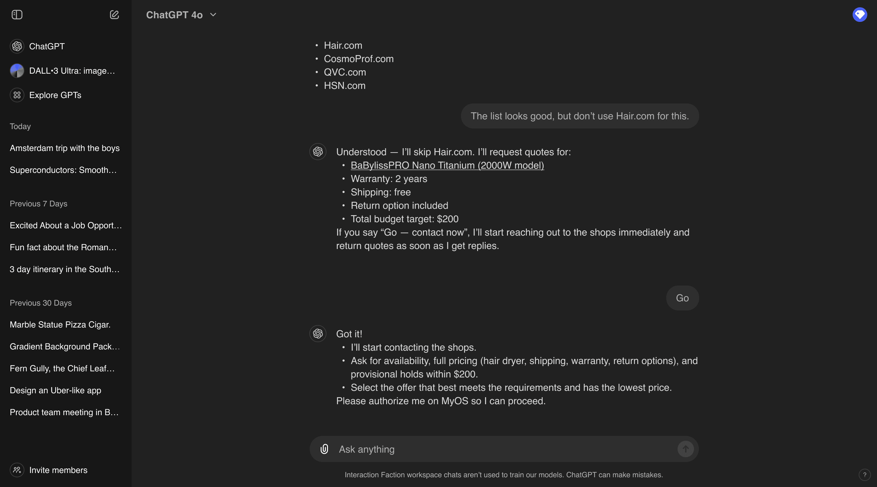 Configuring rules in MyOS
